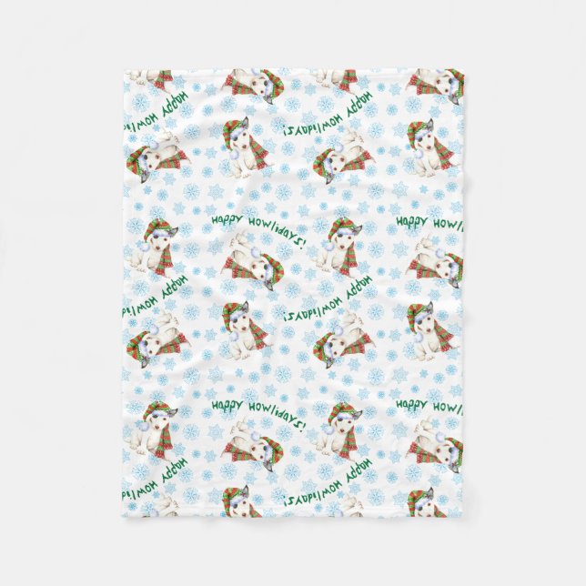 Manta Polar Feliz Howlidays Mini Bull Terrier (Anverso)