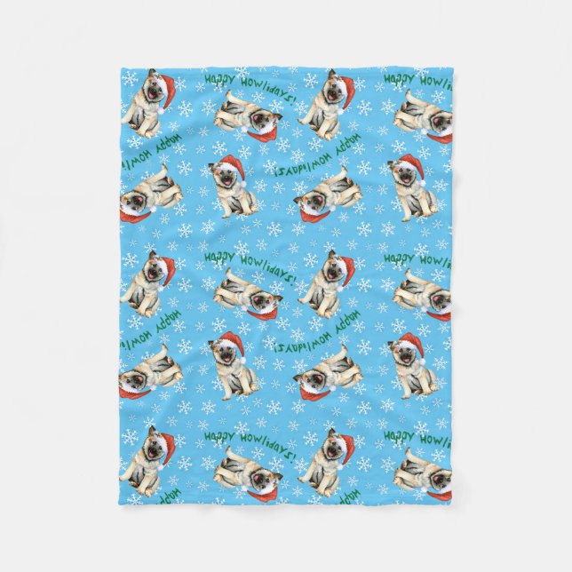 Manta Polar Feliz Howlidays Noruega Elkhound Fleece Blanket (Anverso)