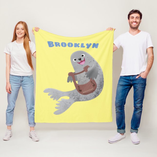 Manta Polar Feliz ilustracion de personalizado de foca de arpa (In situ)