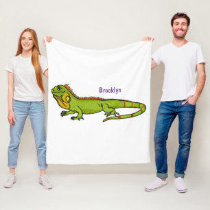Manta Polar Feliz ilustracion personalizado de iguana verde