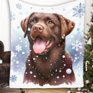 Manta Polar Feliz invierno de perro recuperador de labrador co