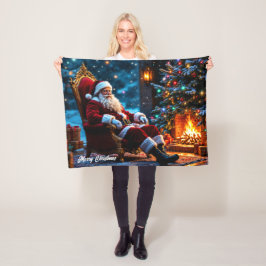 Manta Polar Feliz invierno navideño Santa Magia