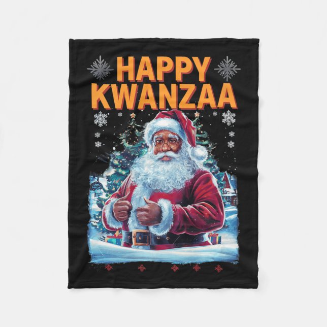 Manta Polar Feliz Kwanzaa Feliz Navidad African American Hoi (Anverso)