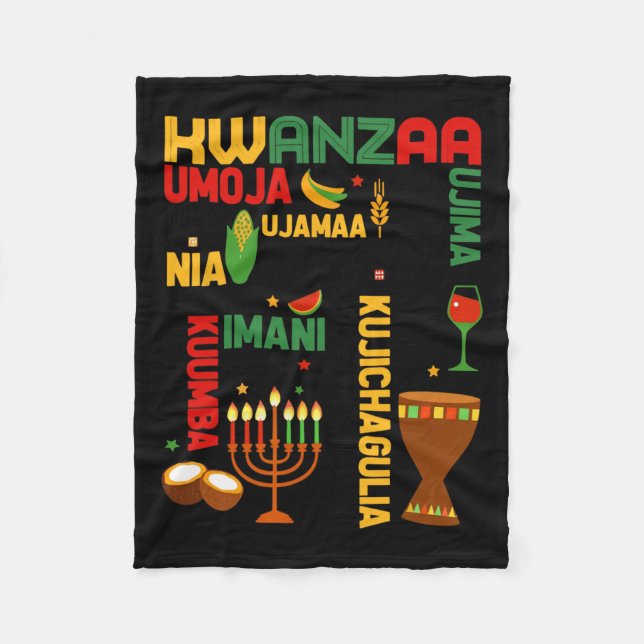 Manta Polar Feliz Kwanzaa Siete principios Hombres Niños Graci (Anverso)