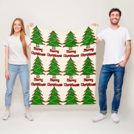 Manta Polar Feliz mensaje de Navidad con el árbol de Navidad