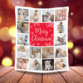 Manta Polar Feliz Navidad 16 familia de Collages de fotos