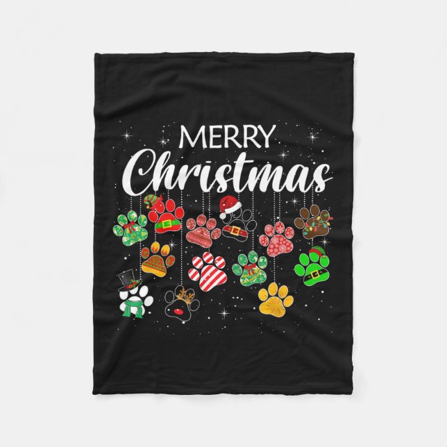 Manta Polar Feliz Navidad 2021 Papel de perro Imprimir búfalo  (Anverso)