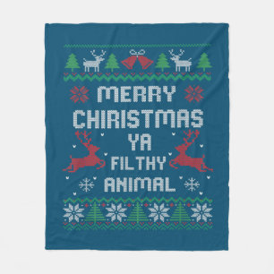 Manta Polar Feliz Navidad a los animales fieles ya grandioso