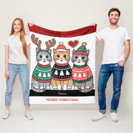 Manta Polar Feliz Navidad a los gatos
