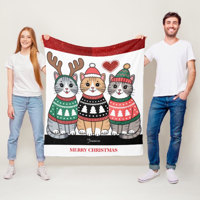 Manta Polar Feliz Navidad a los gatos (In situ)