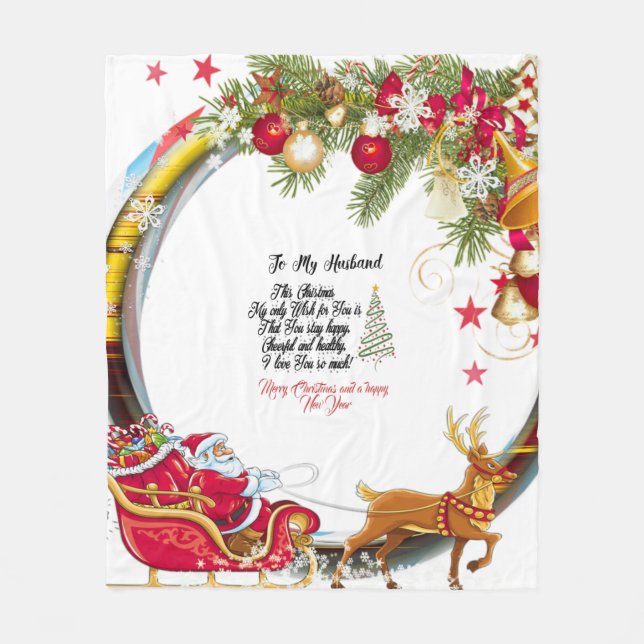 Manta Polar Feliz Navidad a mi esposo  (Anverso)
