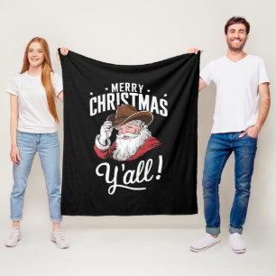 Manta Polar Feliz Navidad a Todos Vaquero Country Santa Claus
