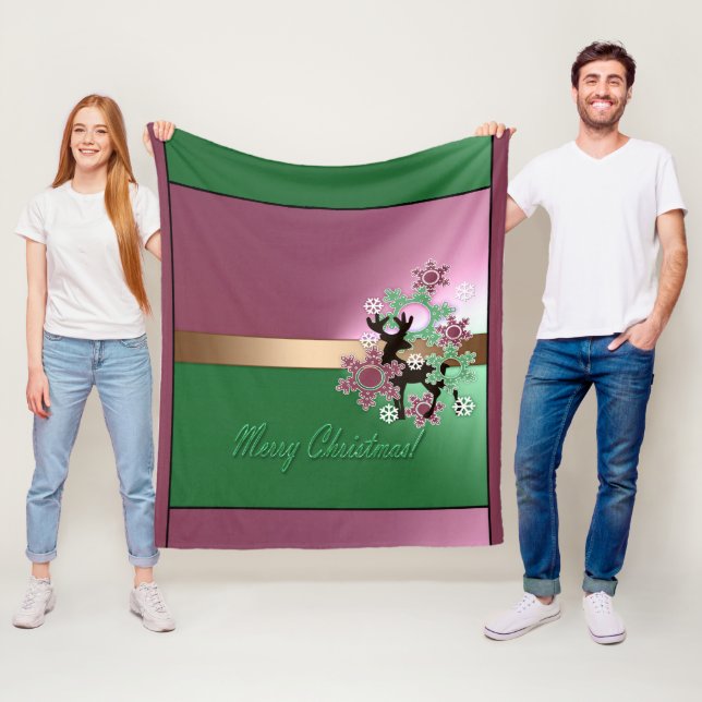 Manta Polar Feliz Navidad! , Año nuevo , Navidades venados, ni (In situ)