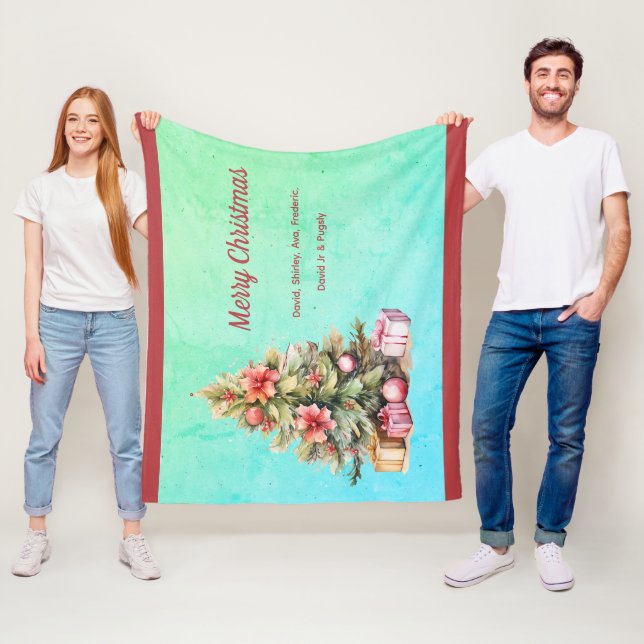 Manta Polar Feliz Navidad Árbol de Navidad personalizado (In situ)