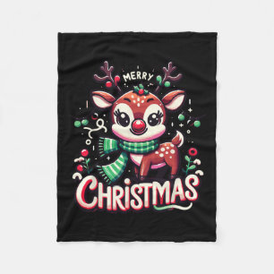 Manta Polar Feliz Navidad Árbol de renos ilumina familia de Na