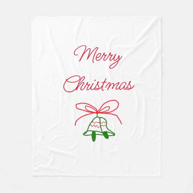 Manta Polar Feliz Navidad arcos rojos con campanas de jingle v (Anverso)