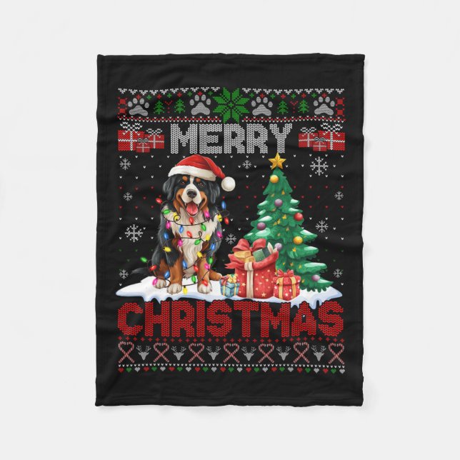 Manta Polar Feliz Navidad Bernese Mountain Perg Lover Ugly Xm (Anverso)