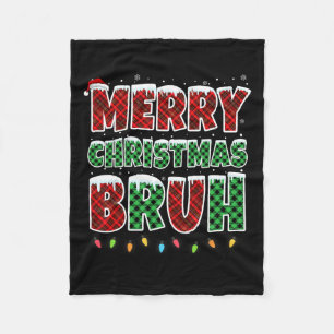 Manta Polar Feliz Navidad Bruh Red Green Plaid Xmas Luces F