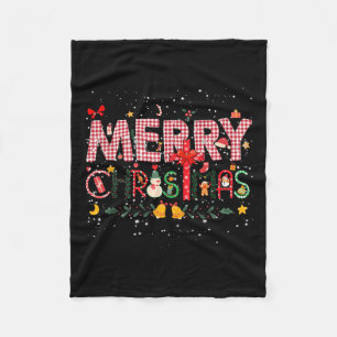 Manta Polar Feliz Navidad Búfalo Plactado Red Santa Family Xma