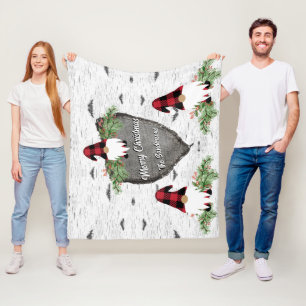 Manta Polar Feliz Navidad Búfalo Rojo Jugar a Gnomes Sherpa Bl
