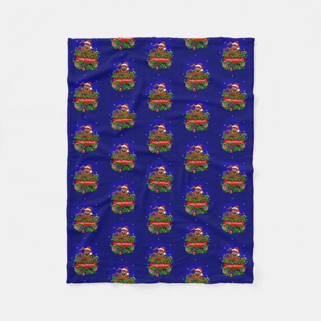 Manta Polar Feliz Navidad con Navidades Conejo (Anverso)