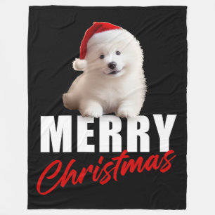 Manta Polar Feliz Navidad con una pimienta samoyana con Santa