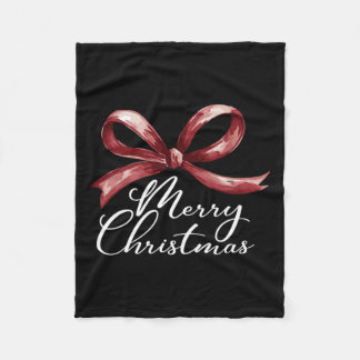 Manta Polar Feliz Navidad Coquette Roja Bow Merry Y Brillante