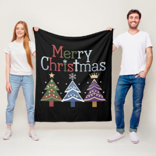 Manta Polar Feliz Navidad Cruz Árbol de Navidad Retro