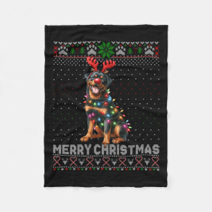 Manta Polar Feliz Navidad Cute Rottweiler Perro Lover Ugly Xma