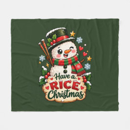 Manta Polar Feliz Navidad de Arroz Kawaii Sushi Muñeco de Niev