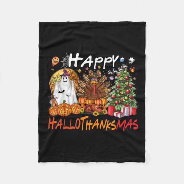 Manta Polar Feliz Navidad de otoño de Halloween Fam (Anverso)