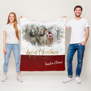 Manta Polar Feliz Navidad desde Santa Claus - Foto de DIY