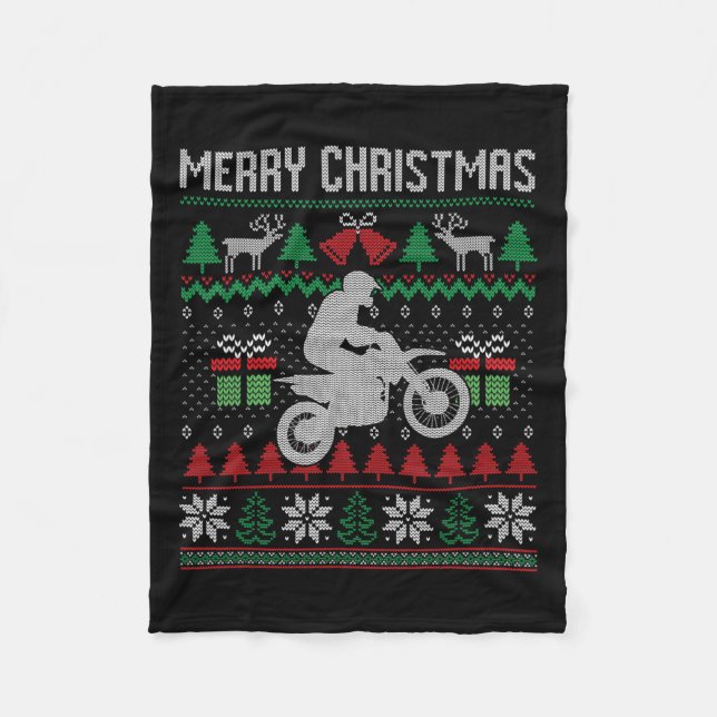 Manta Polar Feliz Navidad Dirt Bike Santa Funny Match (Anverso)
