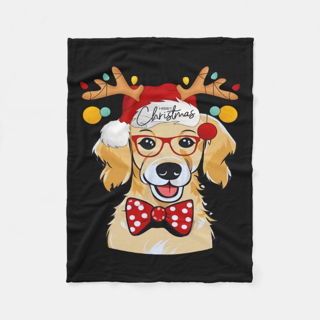 Manta Polar Feliz Navidad Disfraces de reno Cute Santa Beagle (Anverso)
