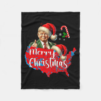 Manta Polar Feliz Navidad Donald Trump Mapa de Cobertura Roja
