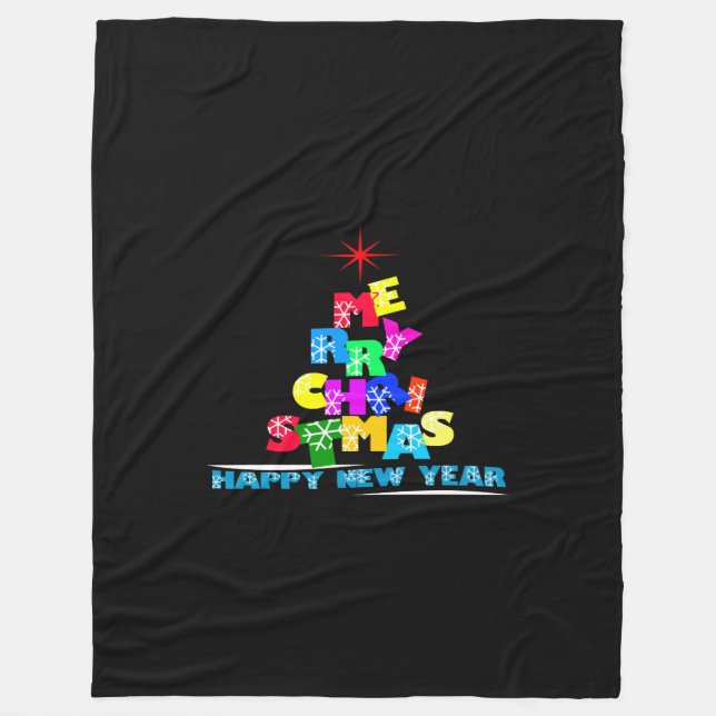 Manta Polar Feliz Navidad Feliz Año Nuevo (Anverso)
