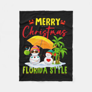 Manta Polar Feliz Navidad Florida Estilo Muñeco de Nieve Veran