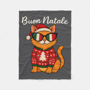 Manta Polar Feliz Navidad Gato Italiano Navidad, Orgullo de It