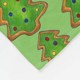 Manta Polar Feliz Navidad Green Tree Sugar Cookie Holiday