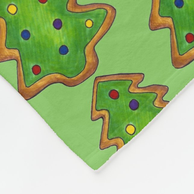 Manta Polar Feliz Navidad Green Tree Sugar Cookie Holiday (Esquina)