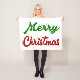 Manta Polar Feliz Navidad, guión rojo y verde