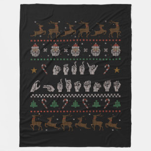 Manta Polar Feliz Navidad - Lengua de Rótulo Americana ASL II