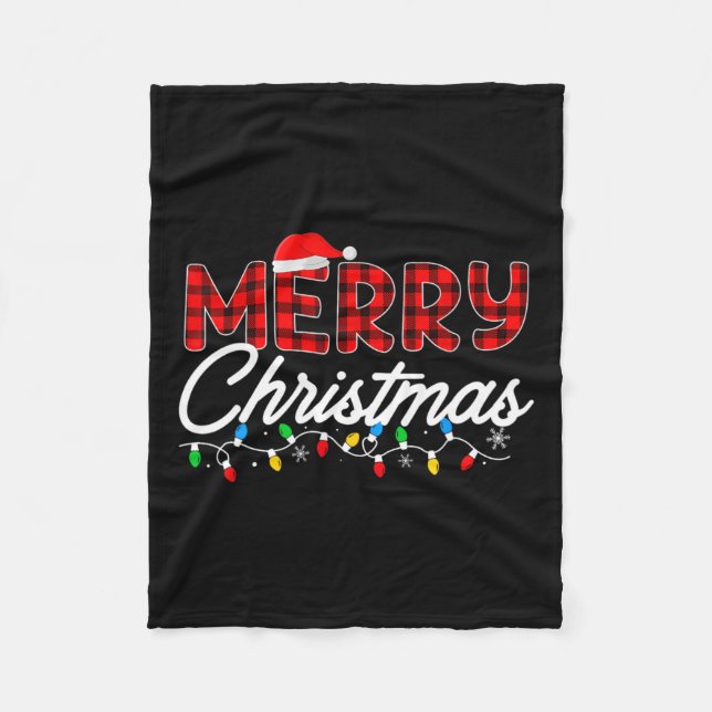 Manta Polar Feliz Navidad Leopardo Búfalo Rojo Tapado Para Hom (Anverso)