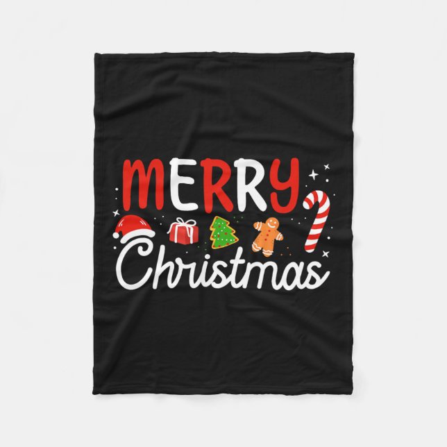 Manta Polar Feliz Navidad Luces de Santa Hat Navidad Hombres F (Anverso)