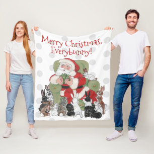 Manta Polar Feliz Navidad Mascota Conejo Conejo Conejo Santa R