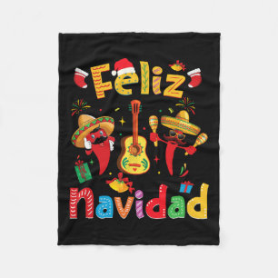 Manta Polar Feliz Navidad México Fiesta Hot Pepper Guitar Xma