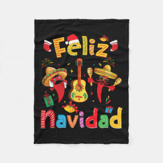Manta Polar Feliz Navidad México Fiesta Hot Pepper Guitar Xma