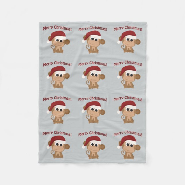 Manta Polar Feliz Navidad! Mono de Santa (Anverso)