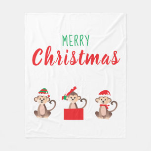 Manta Polar Feliz navidad Monos Elfa Santa Hat