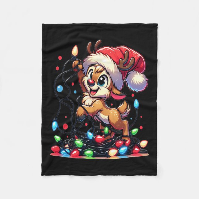 Manta Polar Feliz Navidad navideño Navidades renos ligados (Anverso)